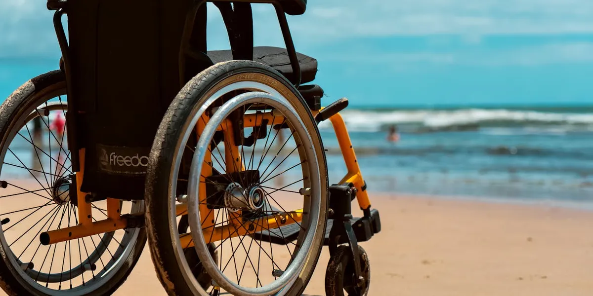 Person using a wheelchair while traveling