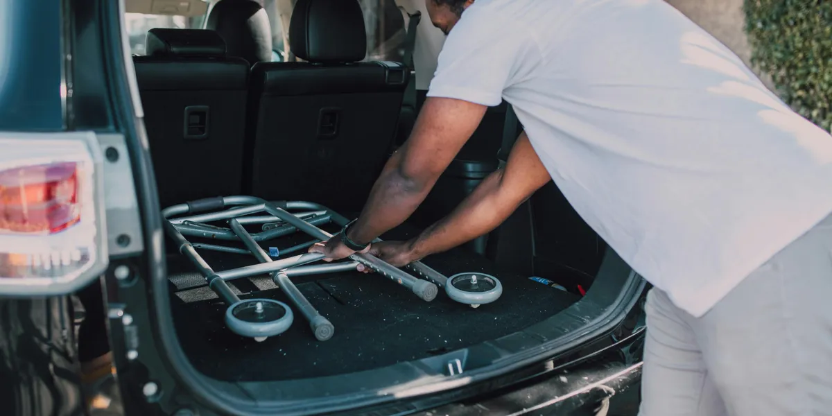 Person using a walker indoors